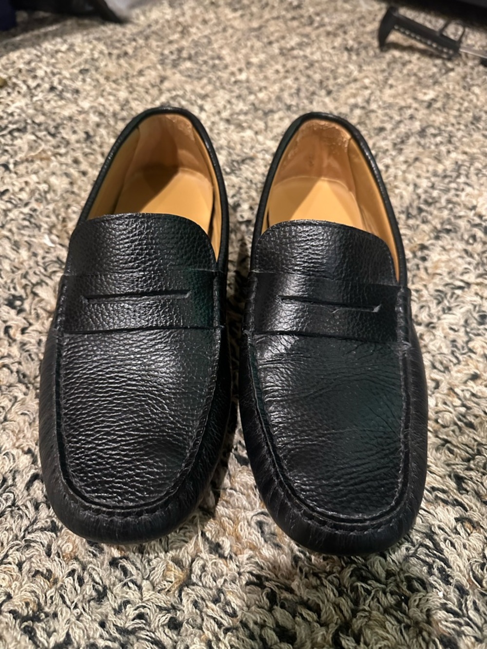 Oliver Cabell Black Pebbled Leather Driver Loafers